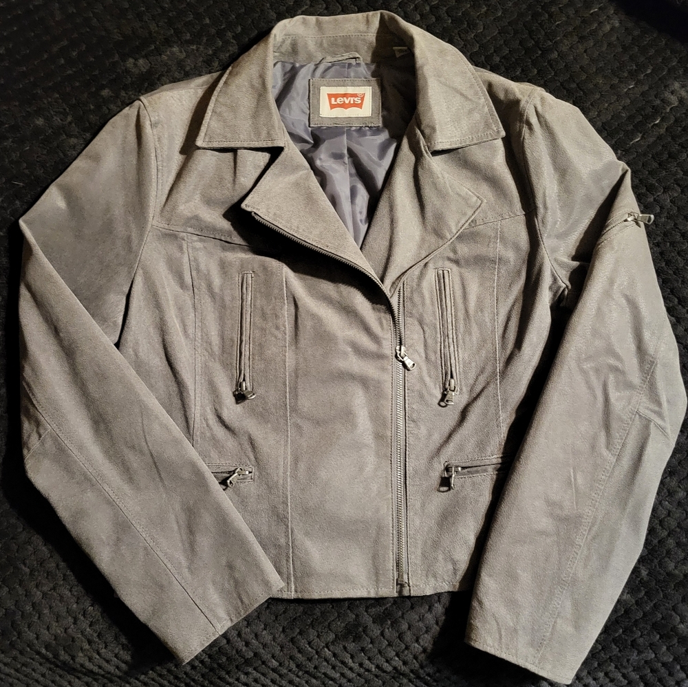 LEVIS SUEDE Moto Jacket satin lining  XL grunge punk Real Leather